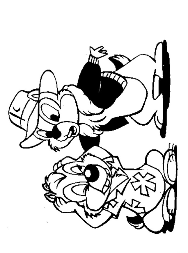 Plansa de colorat cu Chip si Dale 16 8